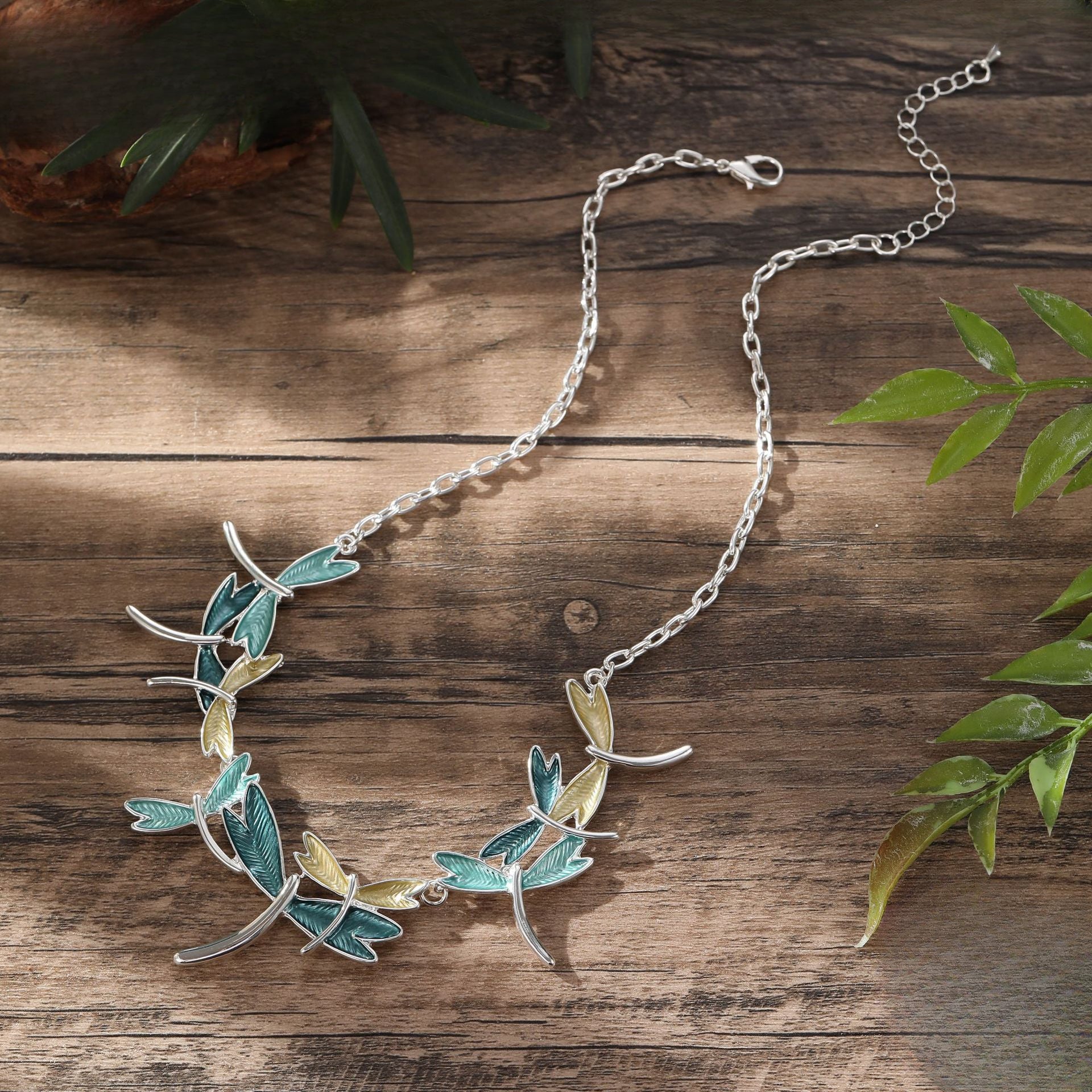 Wholesale New Colorful Painting Oil Dragonfly Flying Necklace